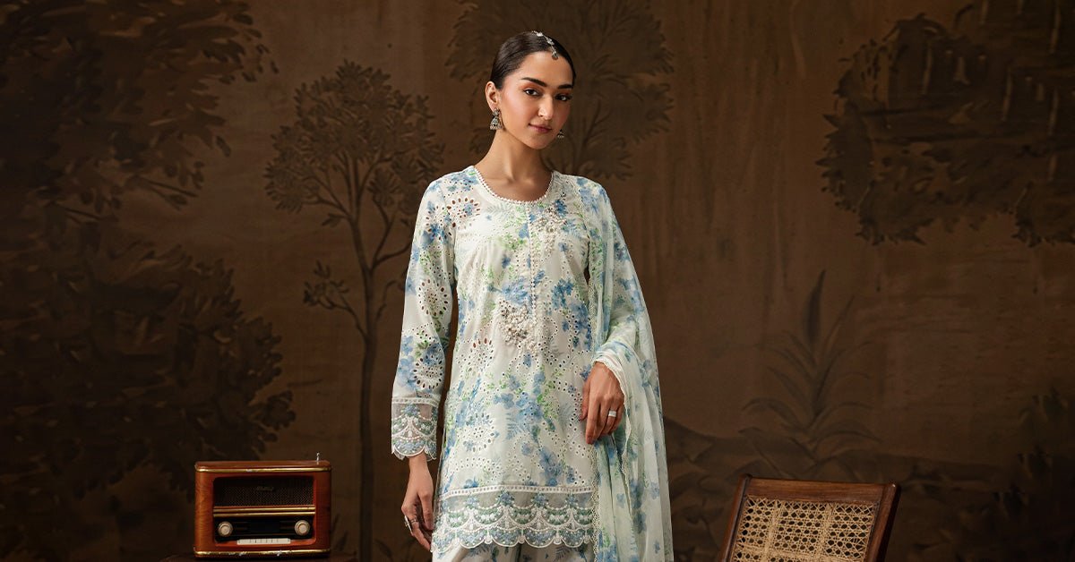 Maria B | RTW | 3 Piece Embroidered Lawn Suit-Brand:Maria B-Type:Luxury Pret-White - House of Maryam- Buy in UK, USA