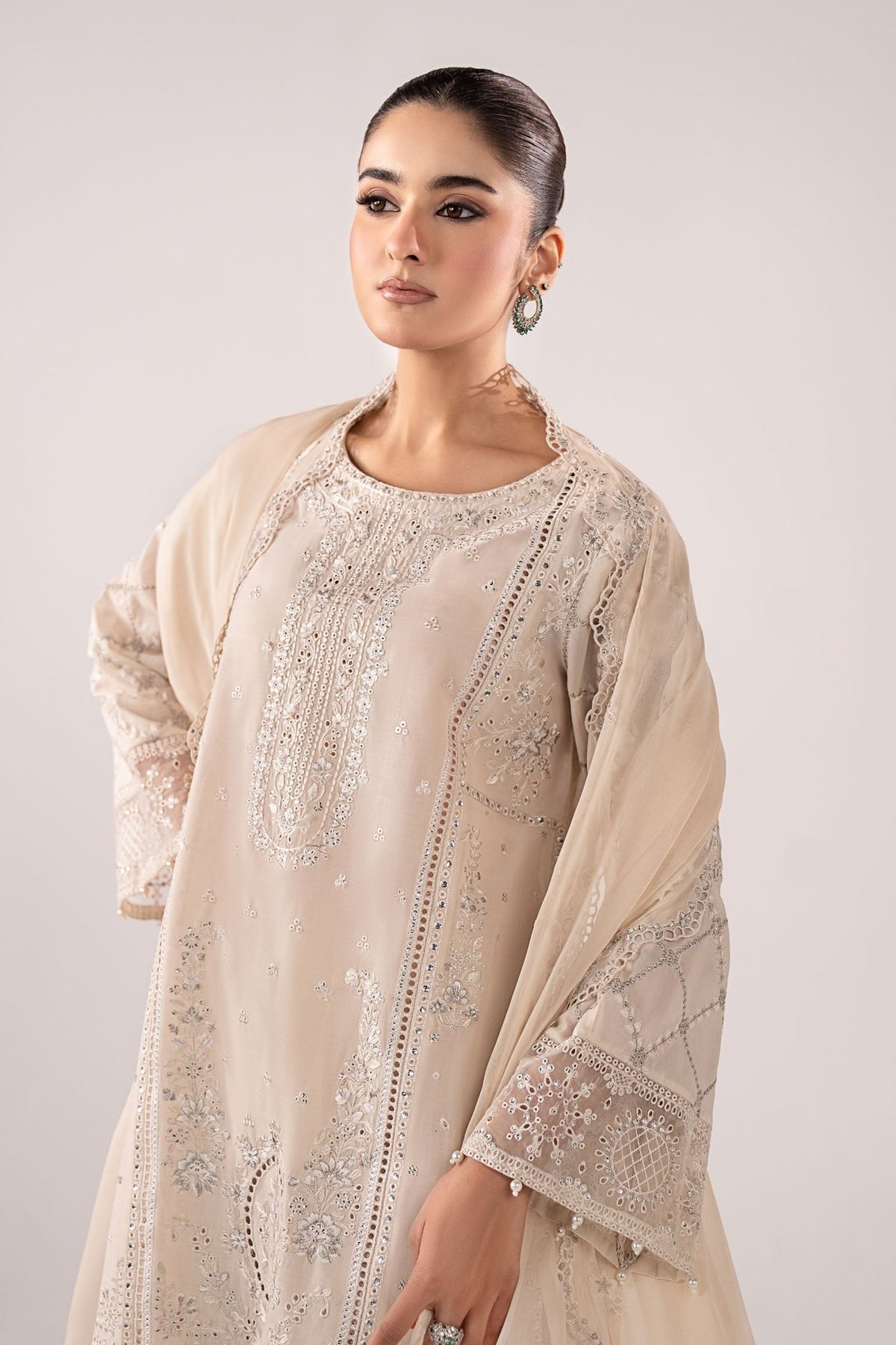Maria B | RTW | 3 Piece Embroidered Lawn Suit-Brand:Maria B-Type:Luxury Pret-White - House of Maryam- Buy in UK, USA
