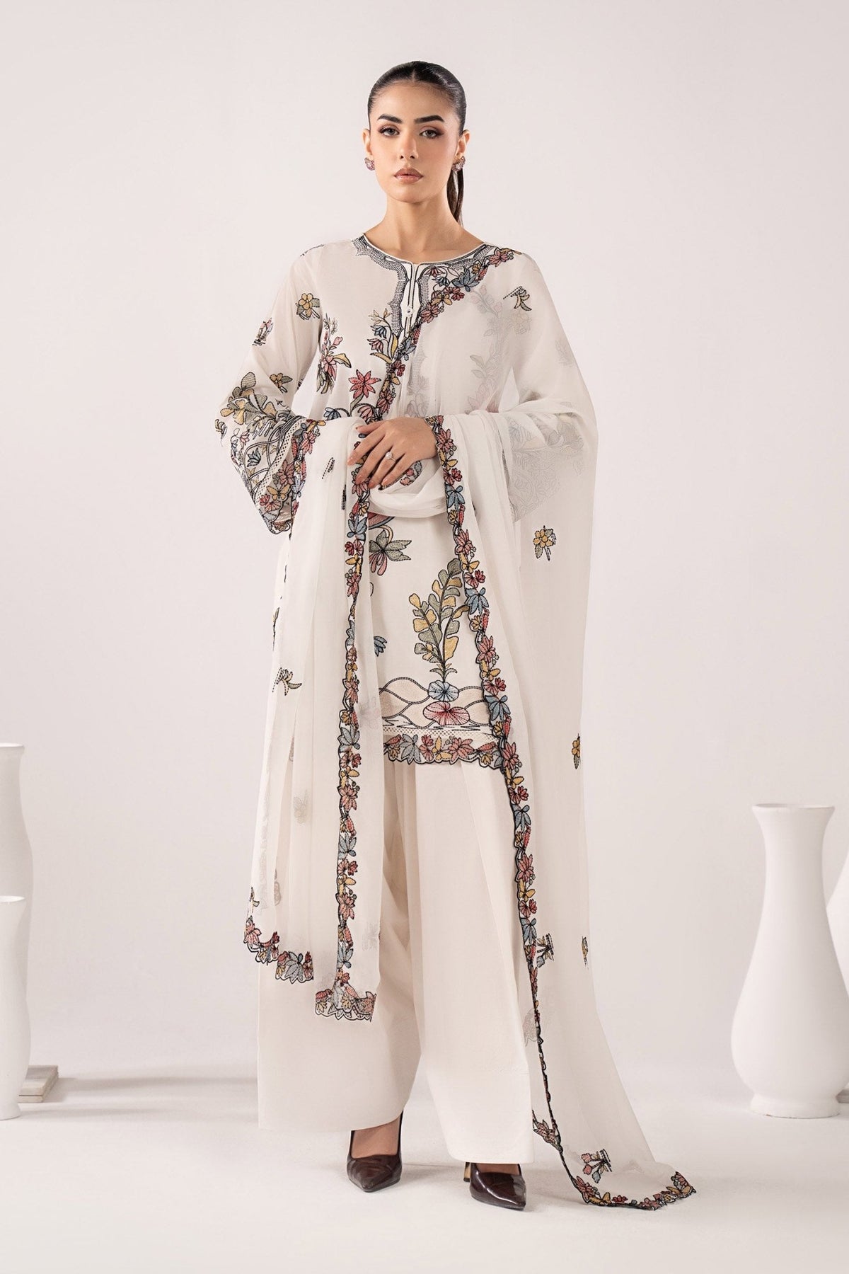 Maria B | RTW | 3 Piece Embroidered Lawn Suit-Brand:Maria B-Type:Luxury Pret-White - House of Maryam- Buy in UK, USA