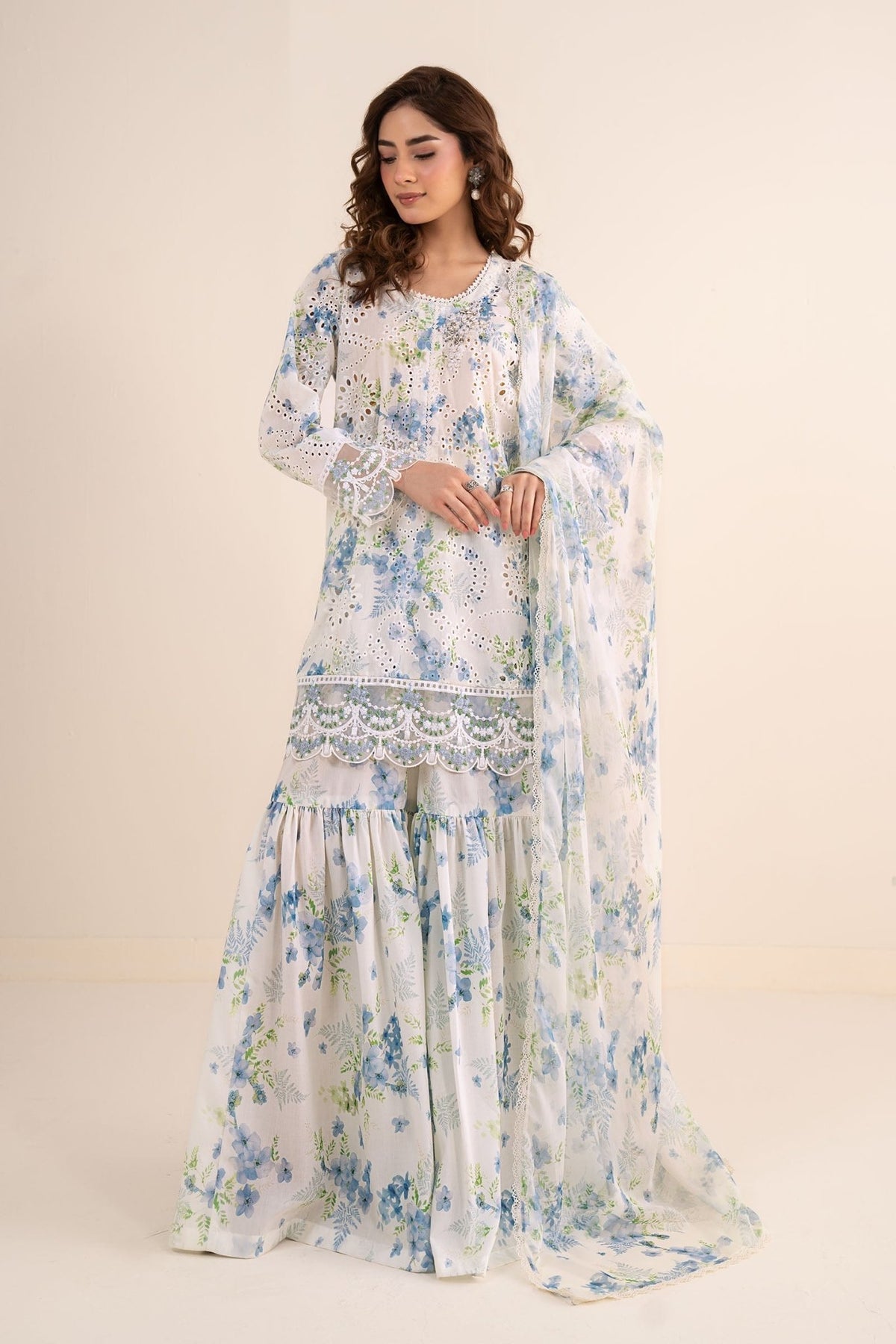 Maria B | RTW | 3 Piece Embroidered Lawn Suit-Brand:Maria B-Type:Luxury Pret-White - House of Maryam- Buy in UK, USA
