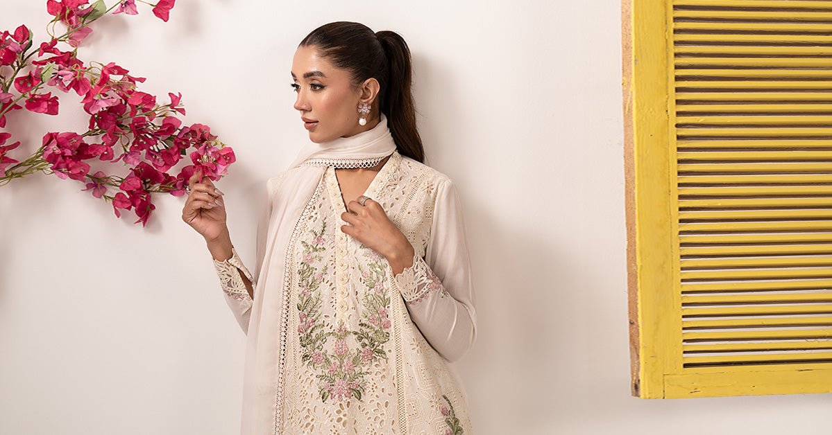 Maria B | RTW | 3 Piece Embroidered Lawn Suit-Brand:Maria B-Type:Luxury Pret-White - House of Maryam- Buy in UK, USA