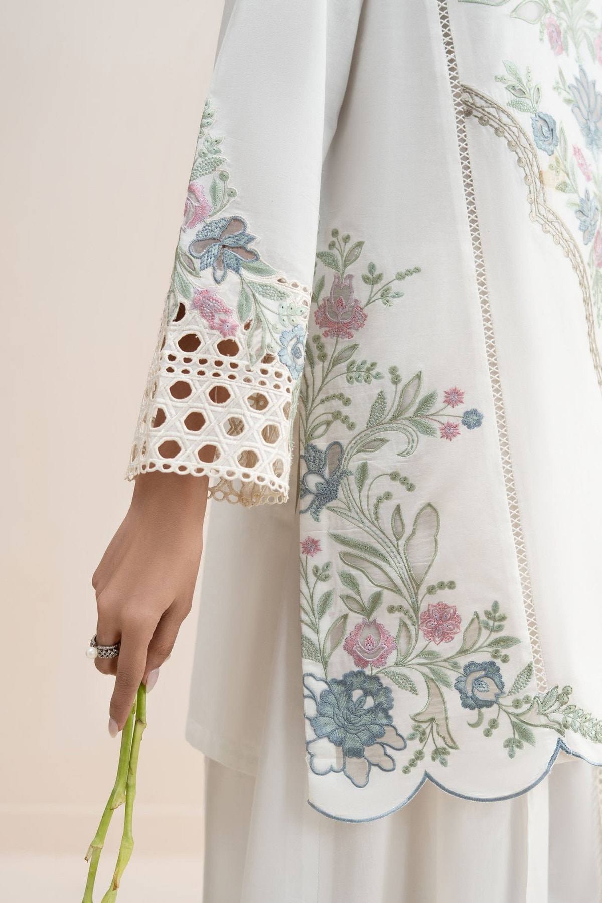 Maria B | RTW | 3 Piece Embroidered Lawn Suit-Brand:Maria B-Type:Luxury Pret-White - House of Maryam- Buy in UK, USA
