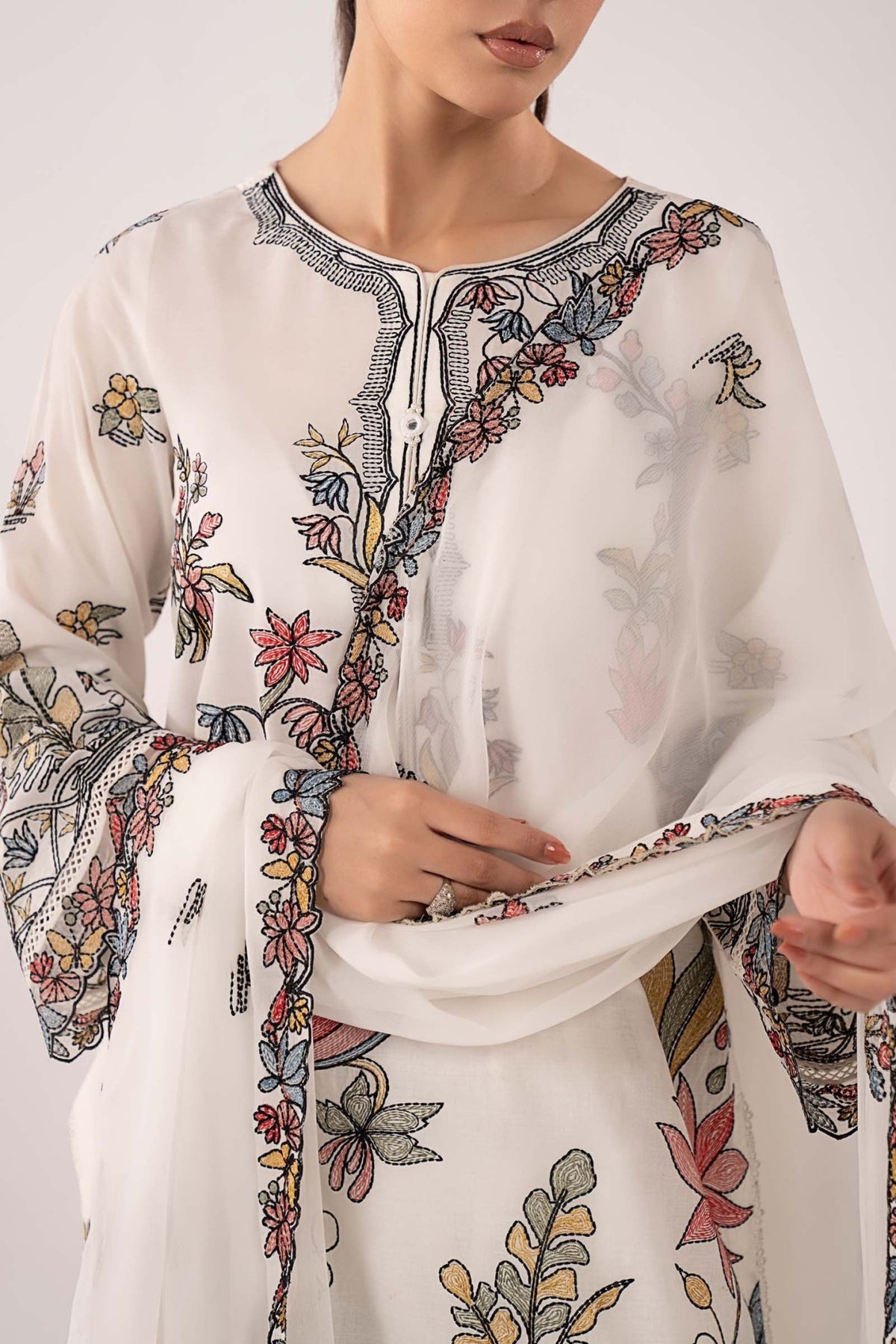 Maria B | RTW | 3 Piece Embroidered Lawn Suit-Brand:Maria B-Type:Luxury Pret-White - House of Maryam- Buy in UK, USA