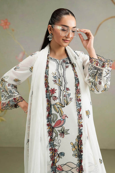 Maria B | RTW | 3 Piece Embroidered Lawn Suit-Brand:Maria B-Type:Luxury Pret-White - House of Maryam- Buy in UK, USA