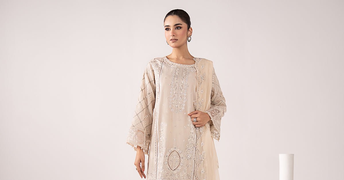 Maria B | RTW | 3 Piece Embroidered Lawn Suit-Brand:Maria B-Type:Luxury Pret-White - House of Maryam- Buy in UK, USA