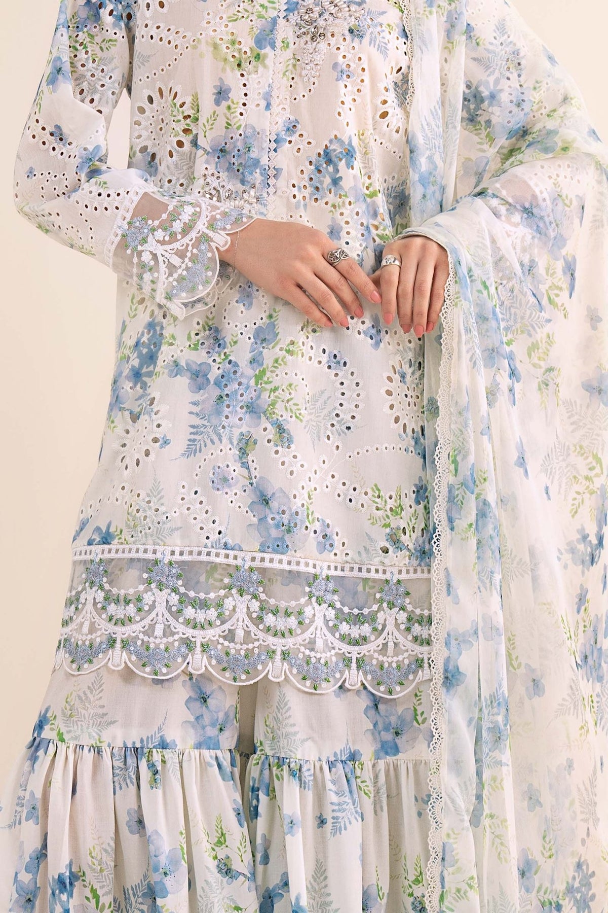 Maria B | RTW | 3 Piece Embroidered Lawn Suit-Brand:Maria B-Type:Luxury Pret-White - House of Maryam- Buy in UK, USA
