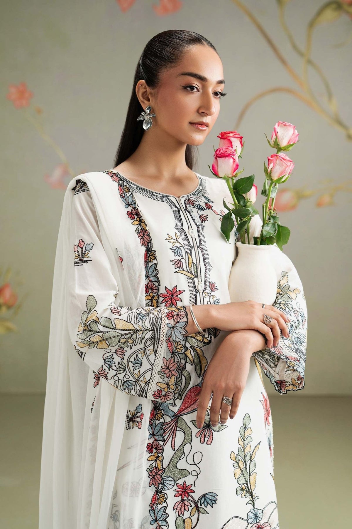 Maria B | RTW | 3 Piece Embroidered Lawn Suit-Brand:Maria B-Type:Luxury Pret-White - House of Maryam- Buy in UK, USA
