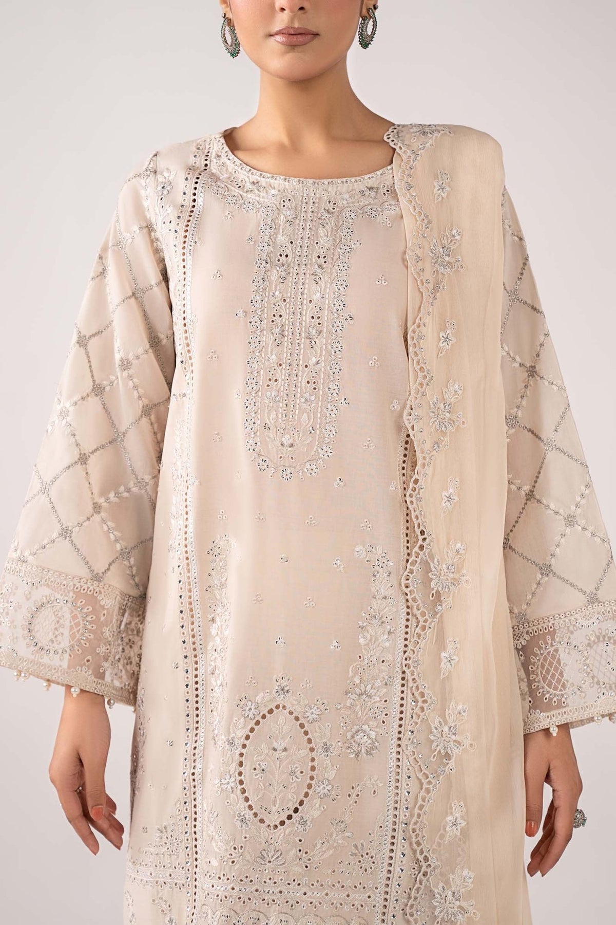 Maria B | RTW | 3 Piece Embroidered Lawn Suit-Brand:Maria B-Type:Luxury Pret-White - House of Maryam- Buy in UK, USA
