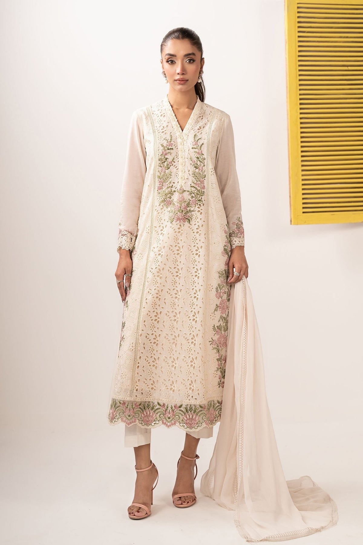Maria B | RTW | 3 Piece Embroidered Lawn Suit-Brand:Maria B-Type:Luxury Pret-White - House of Maryam- Buy in UK, USA