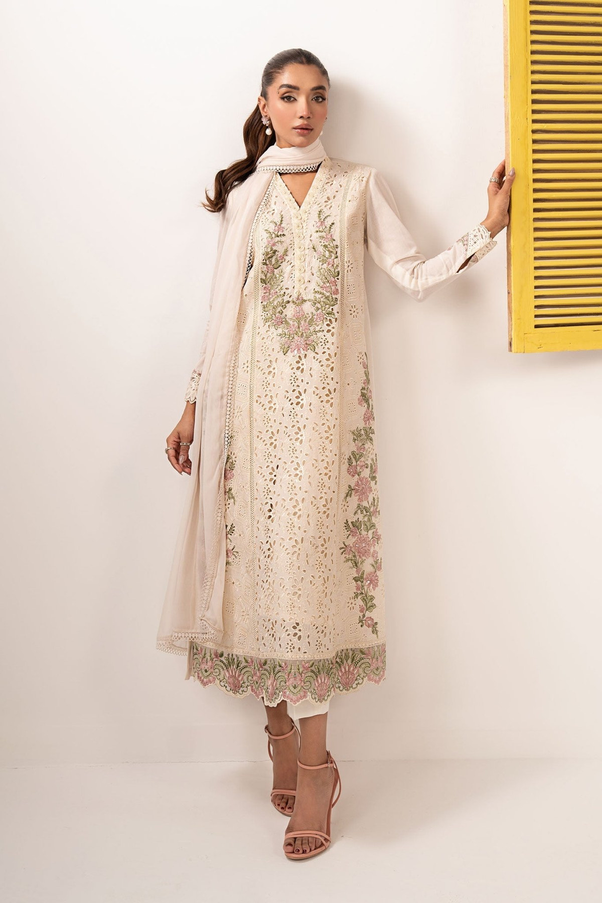 Maria B | RTW | 3 Piece Embroidered Lawn Suit-Brand:Maria B-Type:Luxury Pret-White - House of Maryam- Buy in UK, USA
