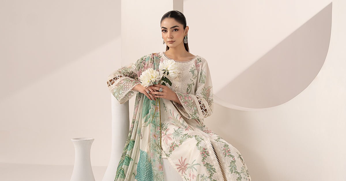 Maria B | RTW | 3 Piece Embroidered Lawn Suit-Brand:Maria B-Type:Luxury Pret-White - House of Maryam- Buy in UK, USA