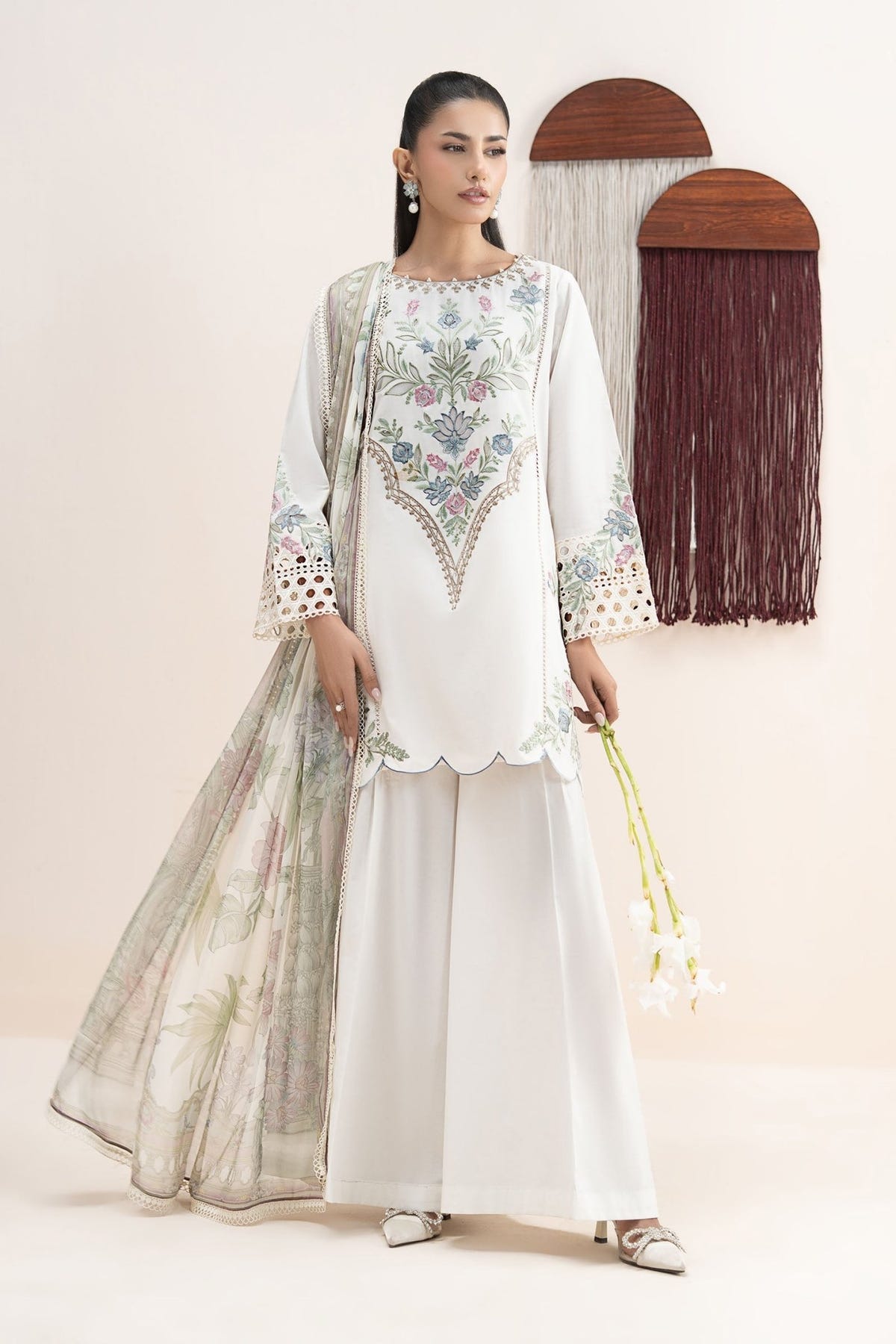 Maria B | RTW | 3 Piece Embroidered Lawn Suit-Brand:Maria B-Type:Luxury Pret-White - House of Maryam- Buy in UK, USA