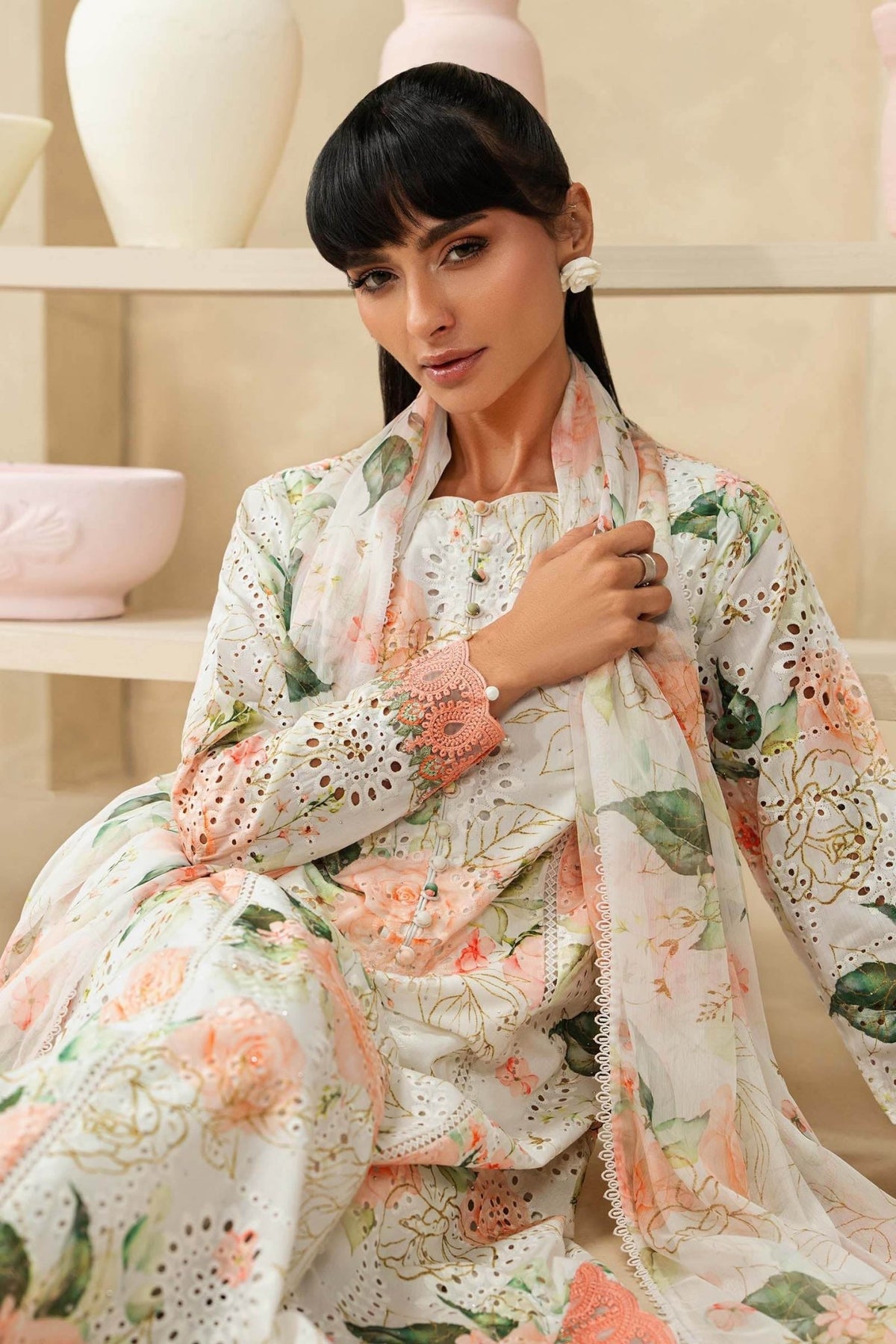 Maria B | RTW | 3 Piece Embroidered Lawn Suit-Brand:Maria B-Type:Luxury Pret-White - House of Maryam- Buy in UK, USA