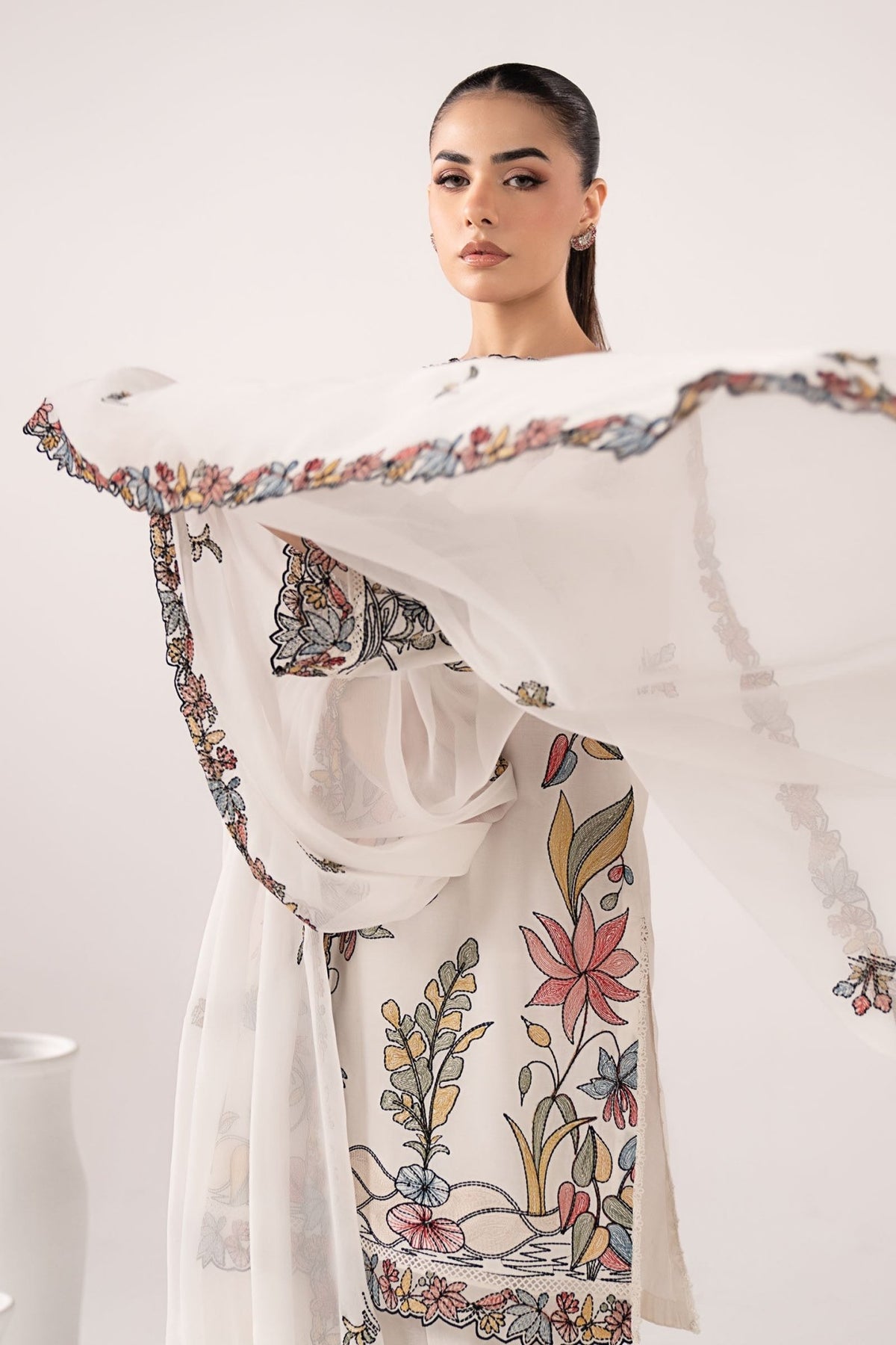 Maria B | RTW | 3 Piece Embroidered Lawn Suit-Brand:Maria B-Type:Luxury Pret-White - House of Maryam- Buy in UK, USA