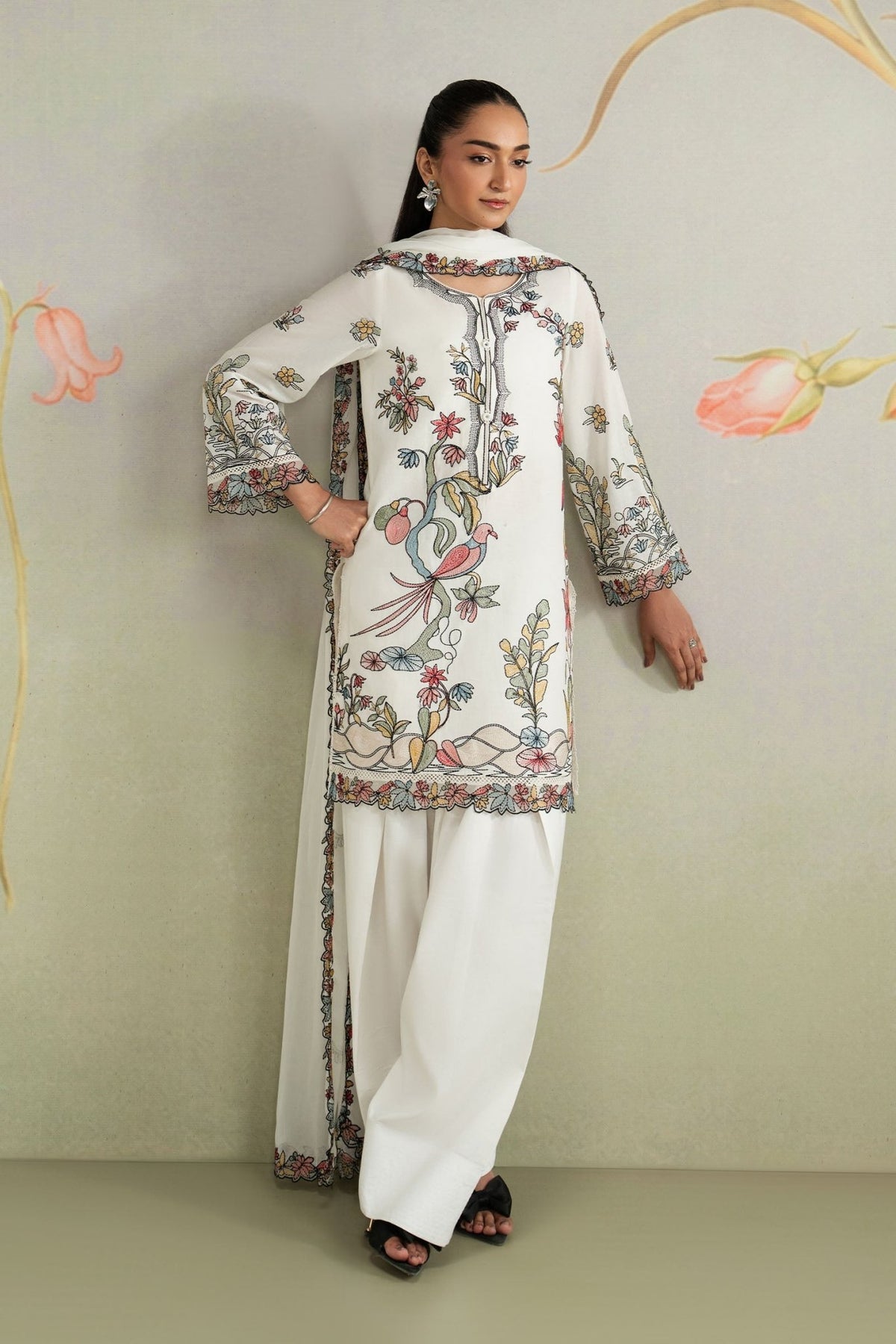 Maria B | RTW | 3 Piece Embroidered Lawn Suit-Brand:Maria B-Type:Luxury Pret-White - House of Maryam- Buy in UK, USA