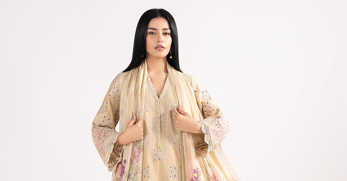 Maria B | RTW | 3 Piece Embroidered Lawn Suit-Brand:Maria B-Type:Luxury Pret-Yellow - House of Maryam- Buy in UK, USA