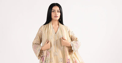 Maria B | RTW | 3 Piece Embroidered Lawn Suit-Brand:Maria B-Type:Luxury Pret-Yellow - House of Maryam- Buy in UK, USA