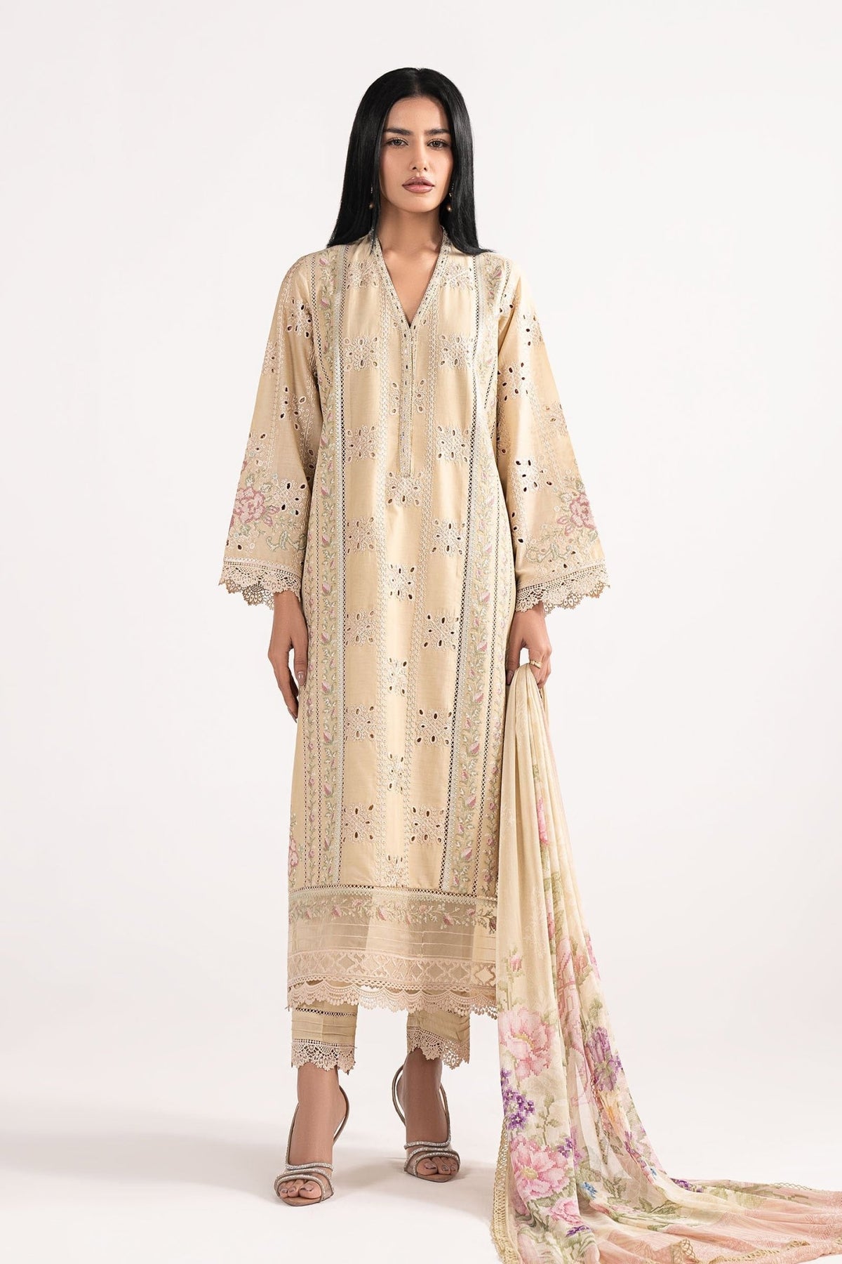 Maria B | RTW | 3 Piece Embroidered Lawn Suit-Brand:Maria B-Type:Luxury Pret-Yellow - House of Maryam- Buy in UK, USA