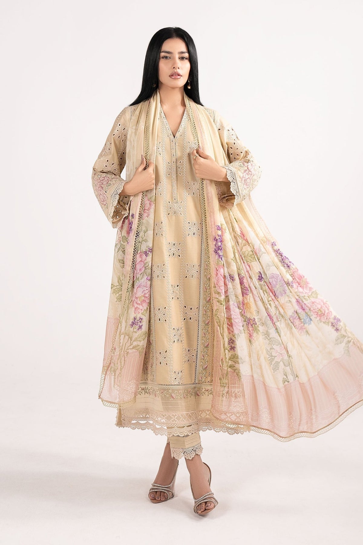 Maria B | RTW | 3 Piece Embroidered Lawn Suit-Brand:Maria B-Type:Luxury Pret-Yellow - House of Maryam- Buy in UK, USA