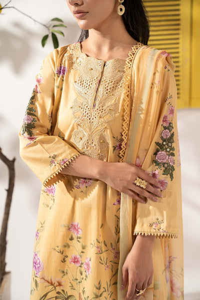 Maria B | RTW | 3 Piece Embroidered Lawn Suit-Brand:Maria B-Type:Luxury Pret-Yellow - House of Maryam- Buy in UK, USA