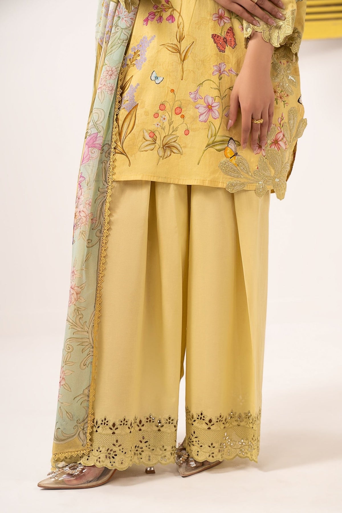 Maria B | RTW | 3 Piece Embroidered Lawn Suit-Brand:Maria B-Type:Luxury Pret-Yellow - House of Maryam- Buy in UK, USA