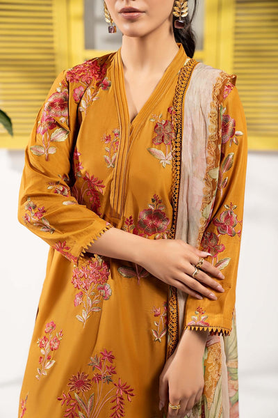 Maria B | RTW | 3 Piece Embroidered Lawn Suit-Brand:Maria B-Type:Luxury Pret-Yellow - House of Maryam- Buy in UK, USA
