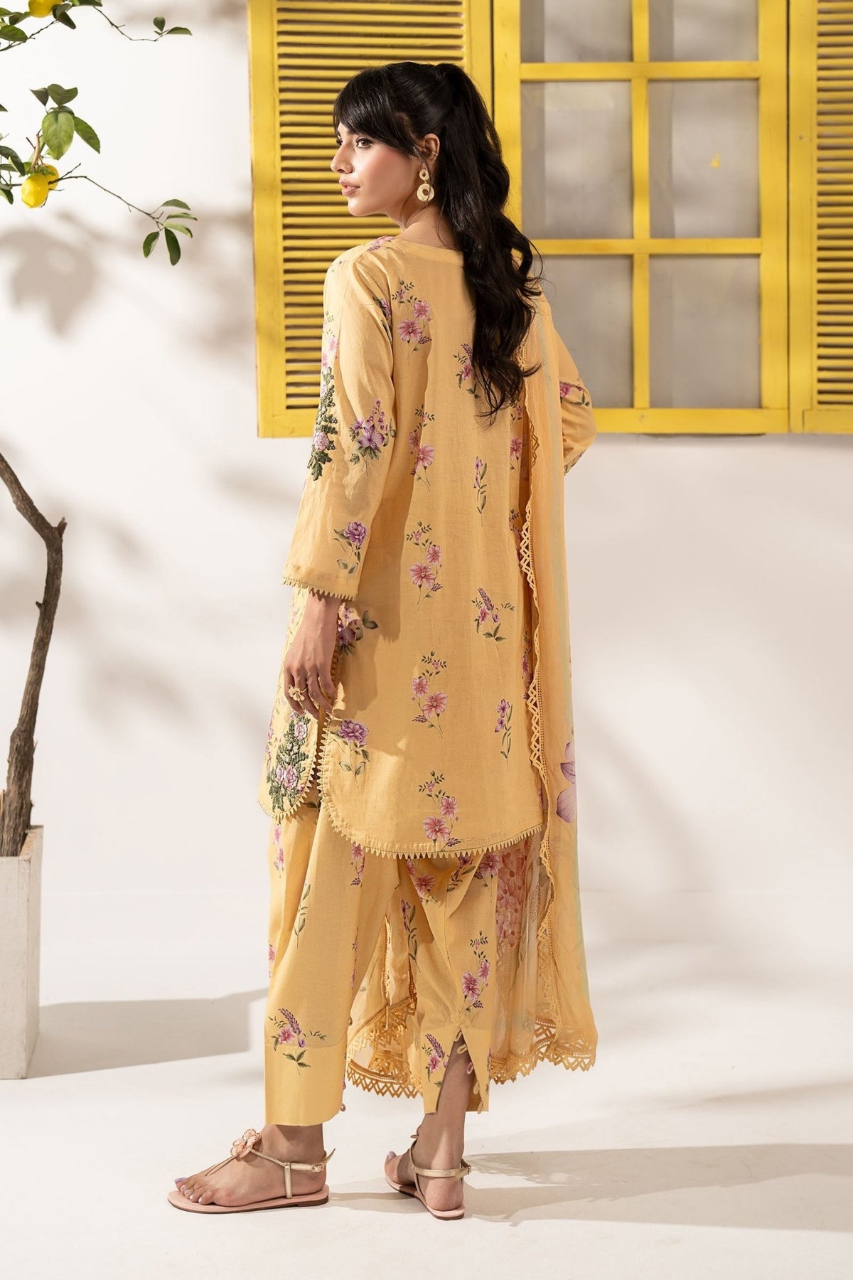 Maria B | RTW | 3 Piece Embroidered Lawn Suit-Brand:Maria B-Type:Luxury Pret-Yellow - House of Maryam- Buy in UK, USA