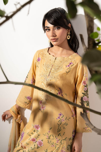 Maria B | RTW | 3 Piece Embroidered Lawn Suit-Brand:Maria B-Type:Luxury Pret-Yellow - House of Maryam- Buy in UK, USA