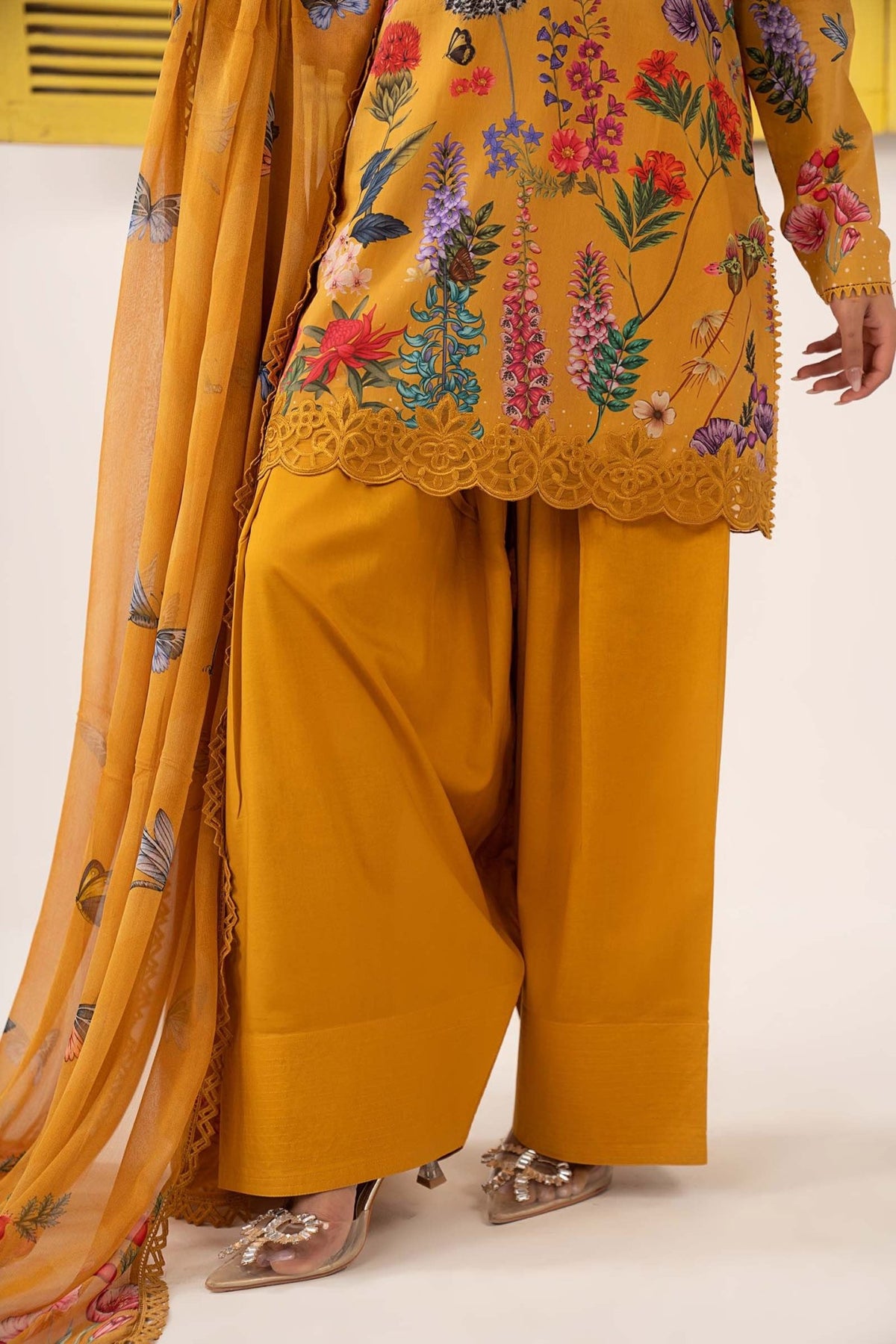 Maria B | RTW | 3 Piece Embroidered Lawn Suit-Brand:Maria B-Type:Luxury Pret-Yellow - House of Maryam- Buy in UK, USA