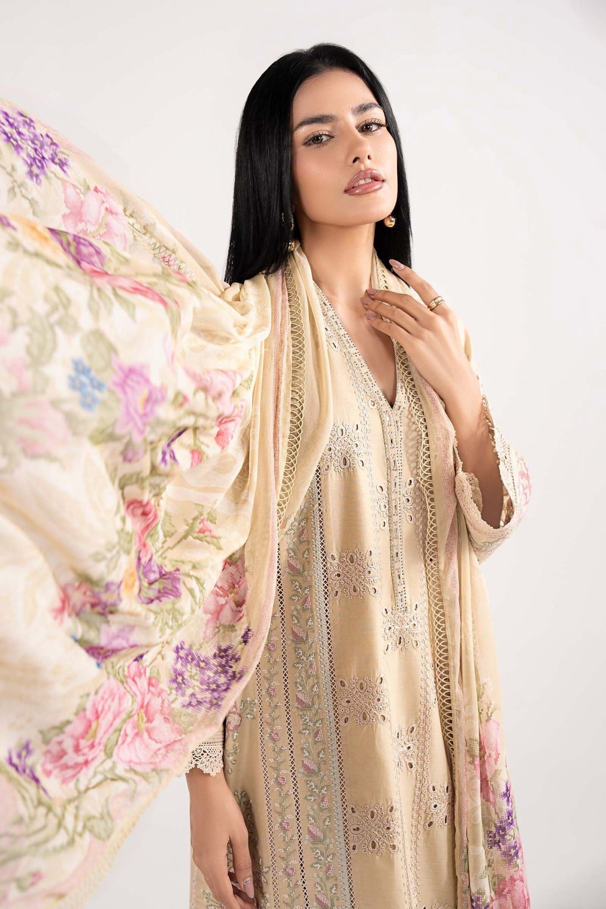 Maria B | RTW | 3 Piece Embroidered Lawn Suit-Brand:Maria B-Type:Luxury Pret-Yellow - House of Maryam- Buy in UK, USA