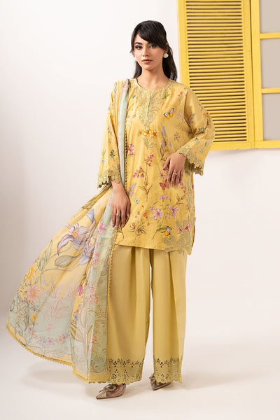 Maria B | RTW | 3 Piece Embroidered Lawn Suit-Brand:Maria B-Type:Luxury Pret-Yellow - House of Maryam- Buy in UK, USA