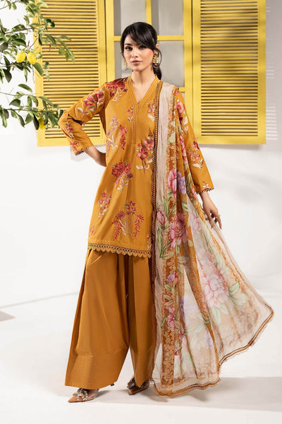 Maria B | RTW | 3 Piece Embroidered Lawn Suit-Brand:Maria B-Type:Luxury Pret-Yellow - House of Maryam- Buy in UK, USA
