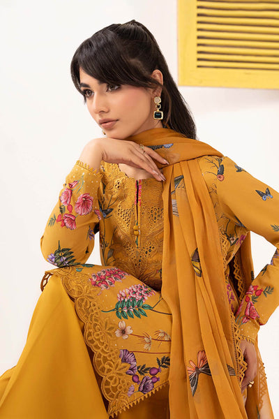 Maria B | RTW | 3 Piece Embroidered Lawn Suit-Brand:Maria B-Type:Luxury Pret-Yellow - House of Maryam- Buy in UK, USA