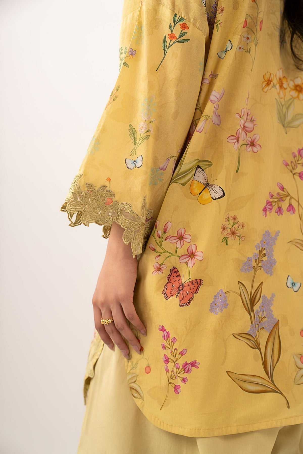 Maria B | RTW | 3 Piece Embroidered Lawn Suit-Brand:Maria B-Type:Luxury Pret-Yellow - House of Maryam- Buy in UK, USA