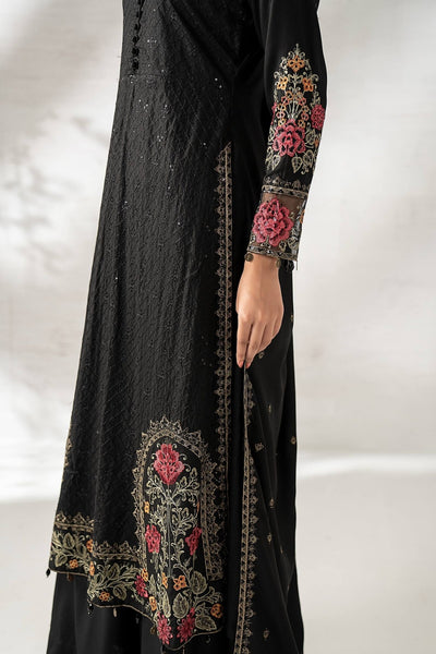 Maria B | RTW | 3 Piece Embroidered Linen Suit-Brand:Maria B-Type:Luxury Pret-Black - House of Maryam- Buy in UK, USA
