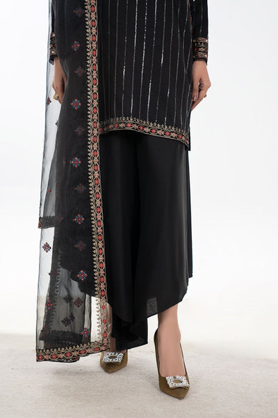 Maria B | RTW | 3 Piece Embroidered Linen Suit-Brand:Maria B-Type:Luxury Pret-Black - House of Maryam- Buy in UK, USA