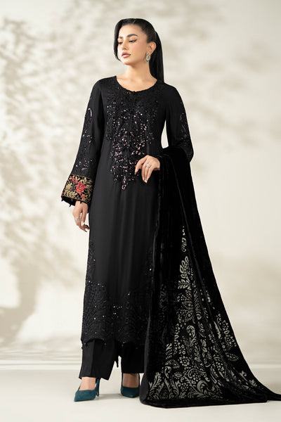 Maria B | RTW | 3 Piece Embroidered Linen Suit-Brand:Maria B-Type:Luxury Pret-Black - House of Maryam- Buy in UK, USA
