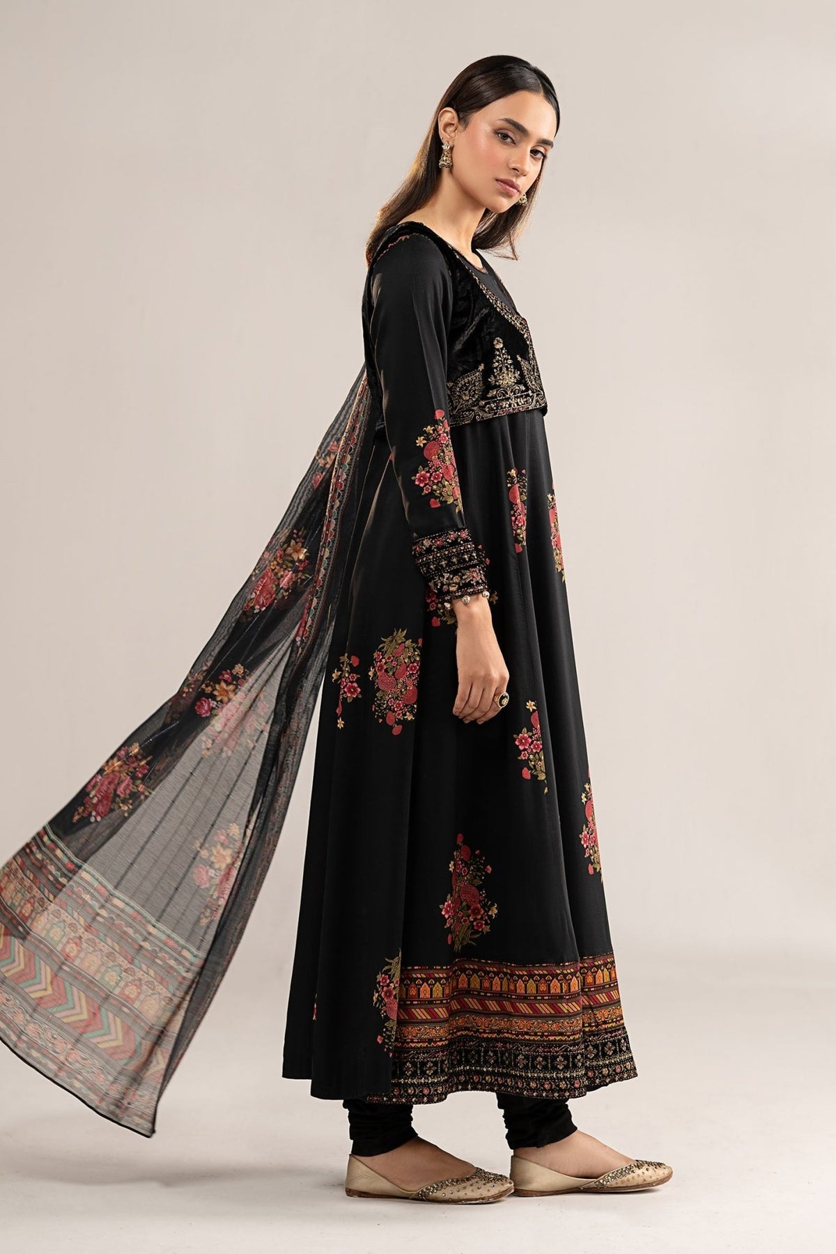 Maria B | RTW | 3 Piece Embroidered Linen Suit-Brand:Maria B-Type:Luxury Pret-Black - House of Maryam- Buy in UK, USA