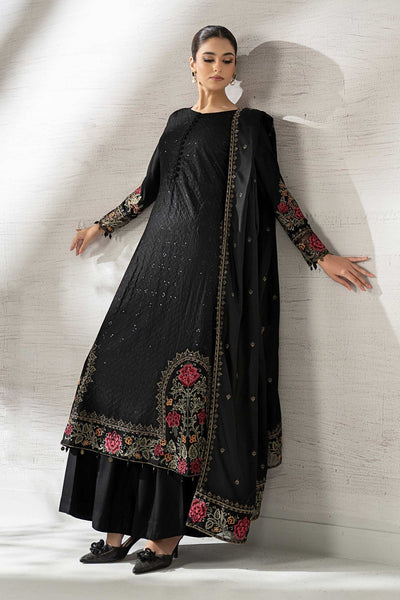Maria B | RTW | 3 Piece Embroidered Linen Suit-Brand:Maria B-Type:Luxury Pret-Black - House of Maryam- Buy in UK, USA
