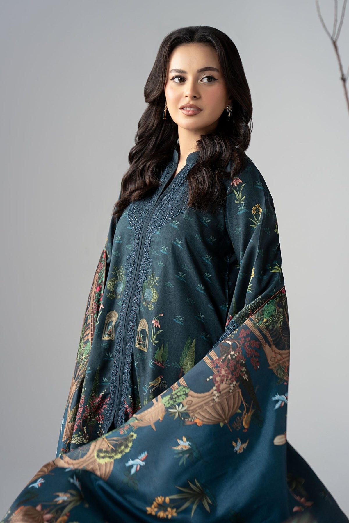 Maria B | RTW | 3 Piece Embroidered Linen Suit-Brand:Maria B-Type:Luxury Pret-Blue - House of Maryam- Buy in UK, USA