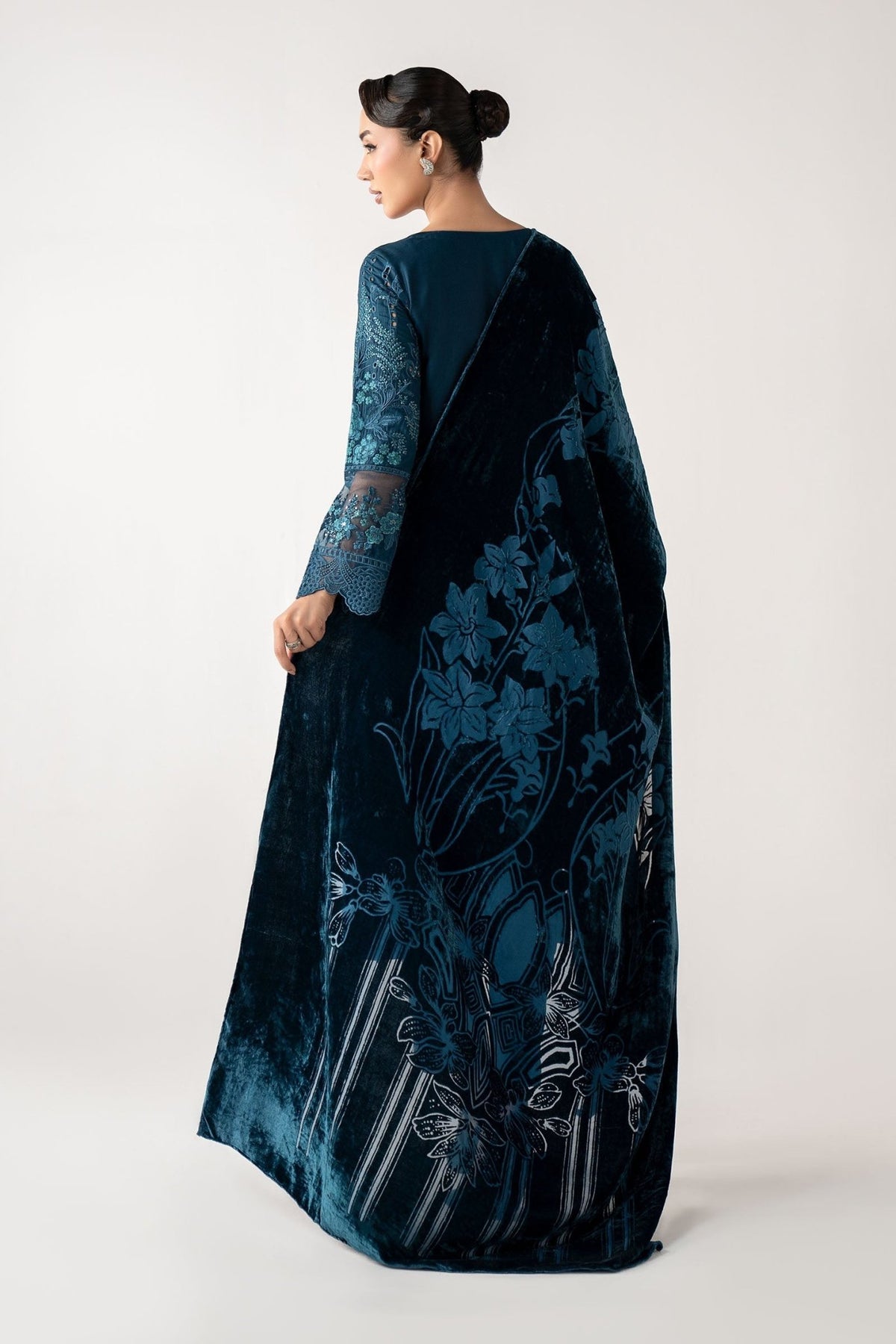 Maria B | RTW | 3 Piece Embroidered Linen Suit-Brand:Maria B-Type:Luxury Pret-Blue - House of Maryam- Buy in UK, USA