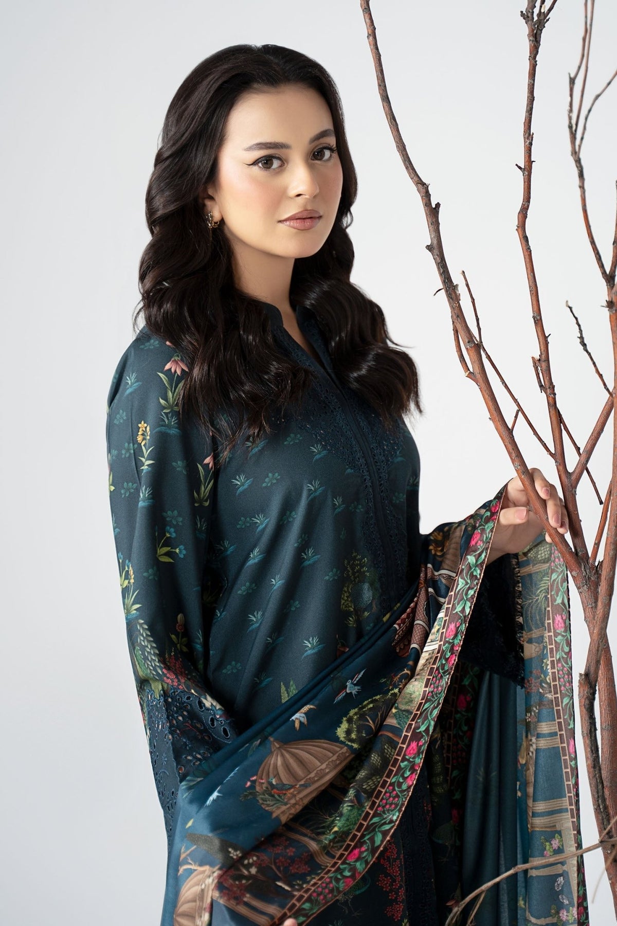 Maria B | RTW | 3 Piece Embroidered Linen Suit-Brand:Maria B-Type:Luxury Pret-Blue - House of Maryam- Buy in UK, USA