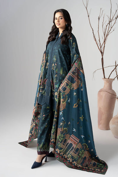 Maria B | RTW | 3 Piece Embroidered Linen Suit-Brand:Maria B-Type:Luxury Pret-Blue - House of Maryam- Buy in UK, USA
