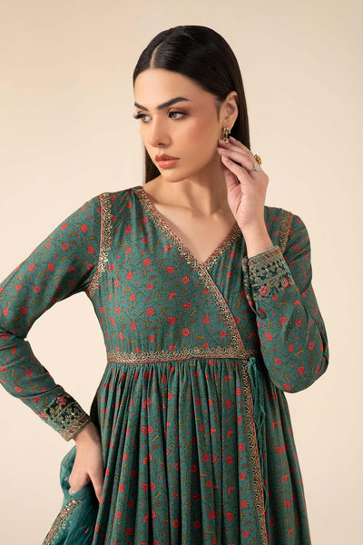 Maria B | RTW | 3 Piece Embroidered Linen Suit-Brand:Maria B-Type:Luxury Pret-Green - House of Maryam- Buy in UK, USA