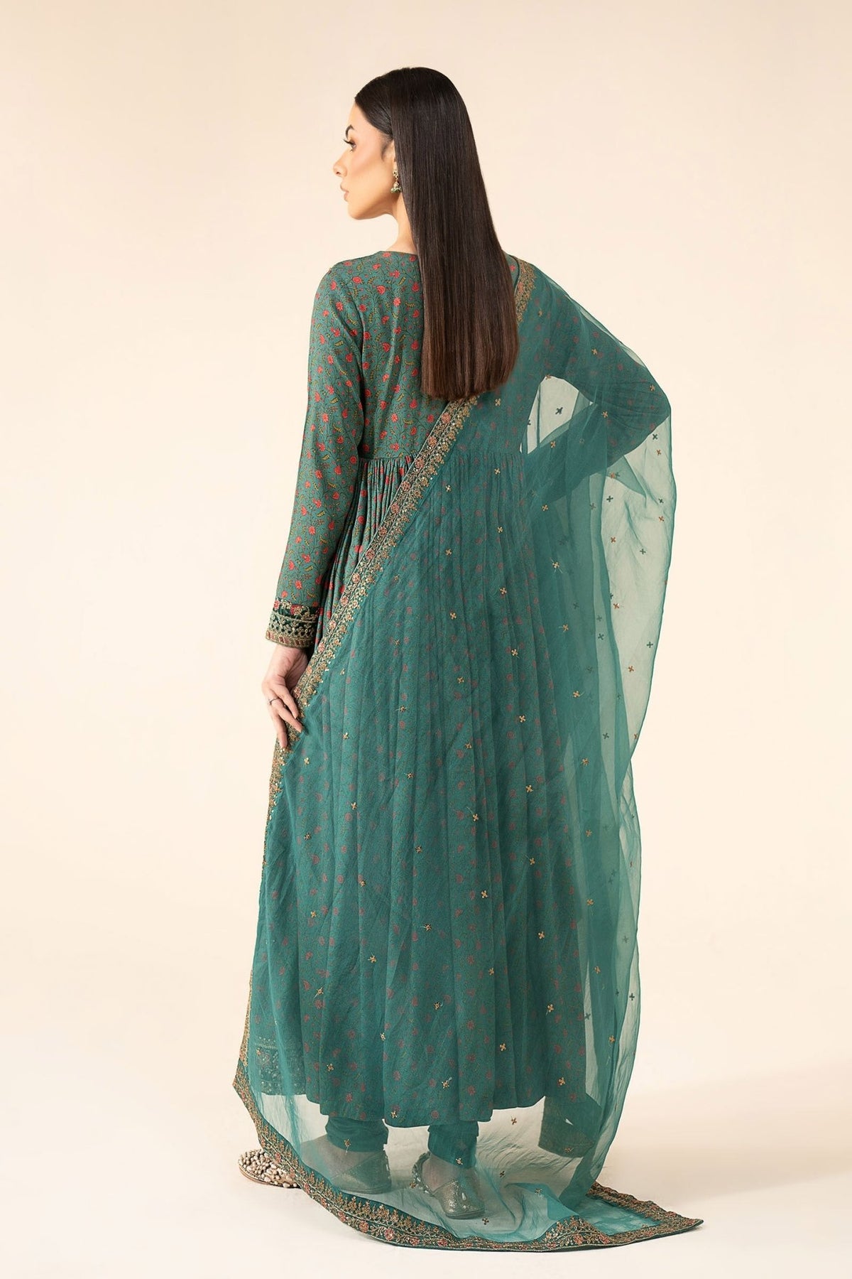 Maria B | RTW | 3 Piece Embroidered Linen Suit-Brand:Maria B-Type:Luxury Pret-Green - House of Maryam- Buy in UK, USA