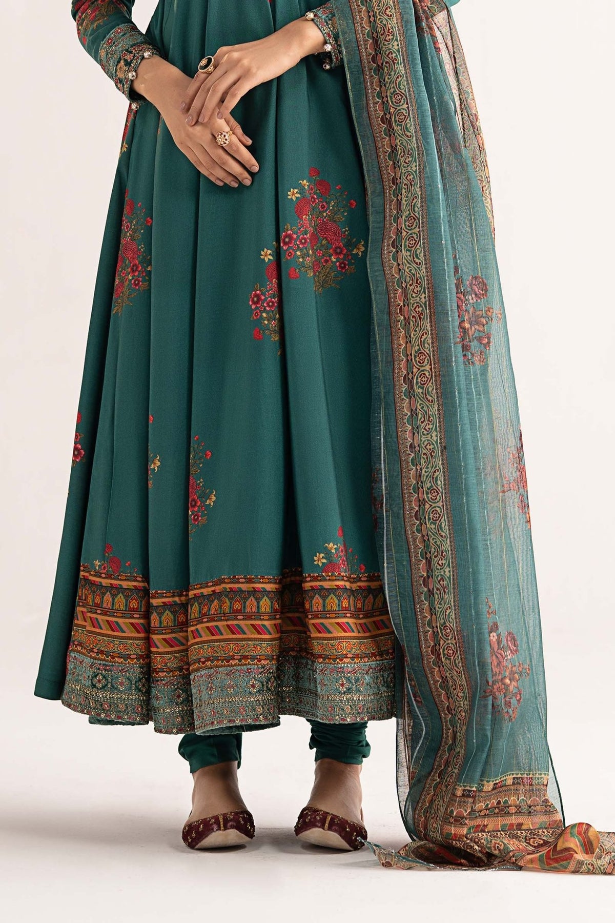 Maria B | RTW | 3 Piece Embroidered Linen Suit-Brand:Maria B-Type:Luxury Pret-Green - House of Maryam- Buy in UK, USA