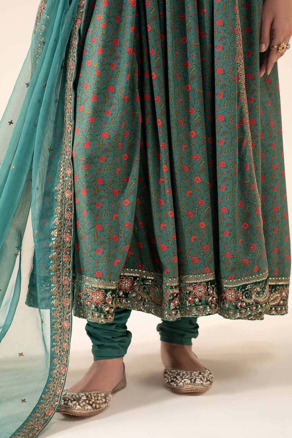 Maria B | RTW | 3 Piece Embroidered Linen Suit-Brand:Maria B-Type:Luxury Pret-Green - House of Maryam- Buy in UK, USA