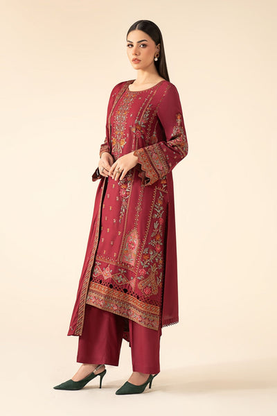 Maria B | RTW | 3 Piece Embroidered Linen Suit-Brand:Maria B-Type:Luxury Pret-Pink - House of Maryam- Buy in UK, USA