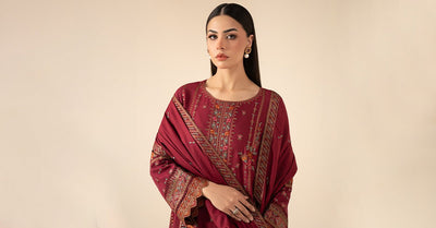Maria B | RTW | 3 Piece Embroidered Linen Suit-Brand:Maria B-Type:Luxury Pret-Pink - House of Maryam- Buy in UK, USA