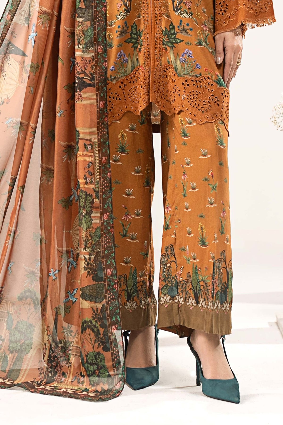 Maria B | RTW | 3 Piece Embroidered Linen Suit-Brand:Maria B-Type:Luxury Pret-Yellow - House of Maryam- Buy in UK, USA